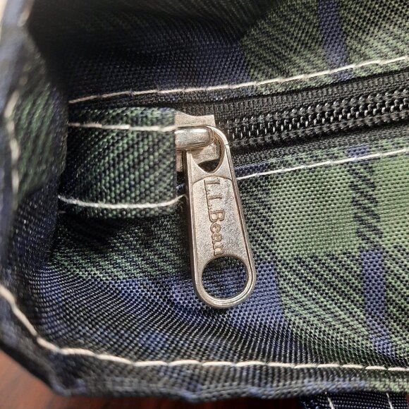 LL Bean Mini Tote Bag Green Blue Nylon Plaid Everyday Lightweight 297818 - Picture 8 of 10